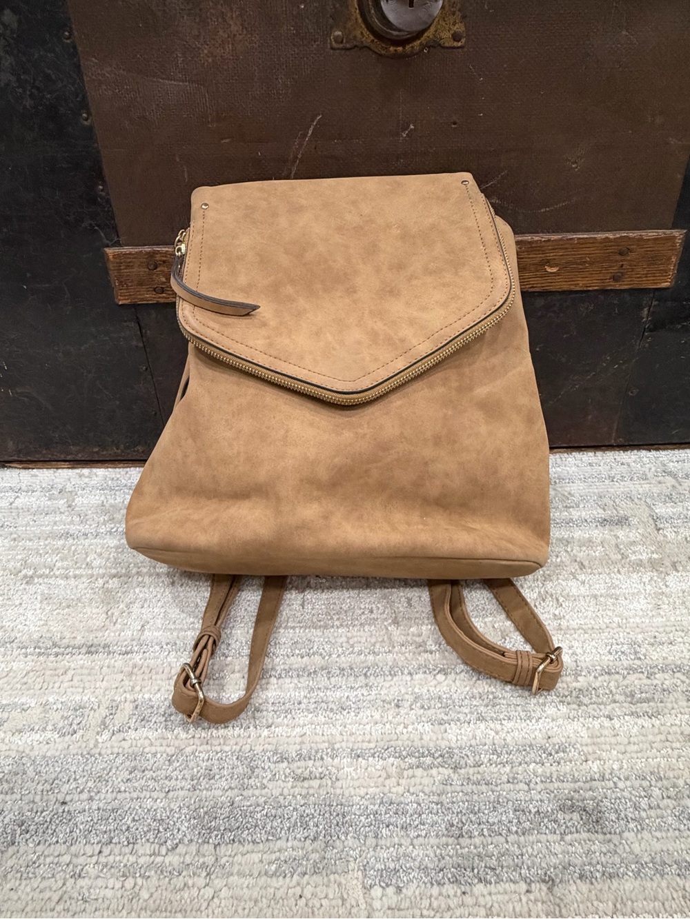 Tan Faux-Leather Backpack Purse - Women's Everyday Bag